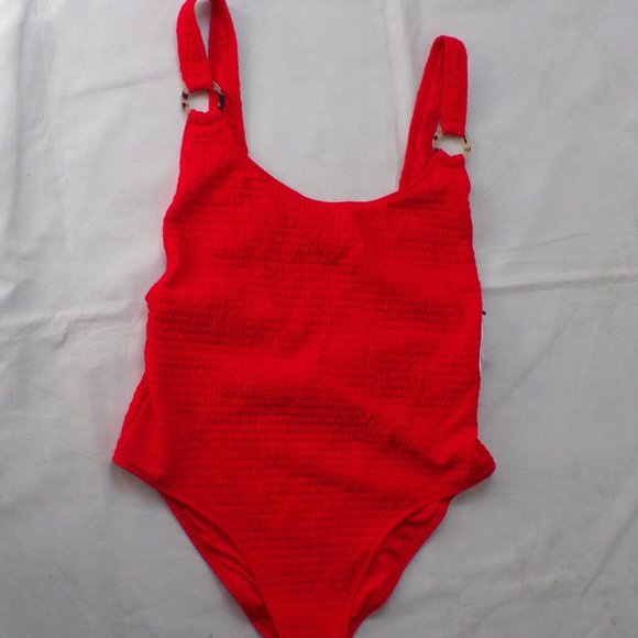 TOPSHOP Smocked One Piece Swimsuit Ring Detail - Picture 4 of 7